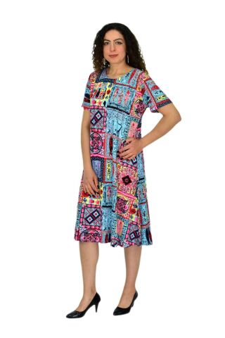 Kadın Kısa Kol Likralı Viskon Elbise BGL-ST04671