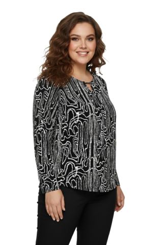 Kadın V Yaka Modelli Baskılı Bluz BGL-ST05105