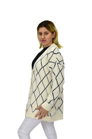 Kadın Triko Düğmeli Baklava Desen Hırka 5100 BGL-ST04068