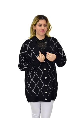 Kadın Triko Düğmeli Baklava Desen Hırka 5100 BGL-ST04068