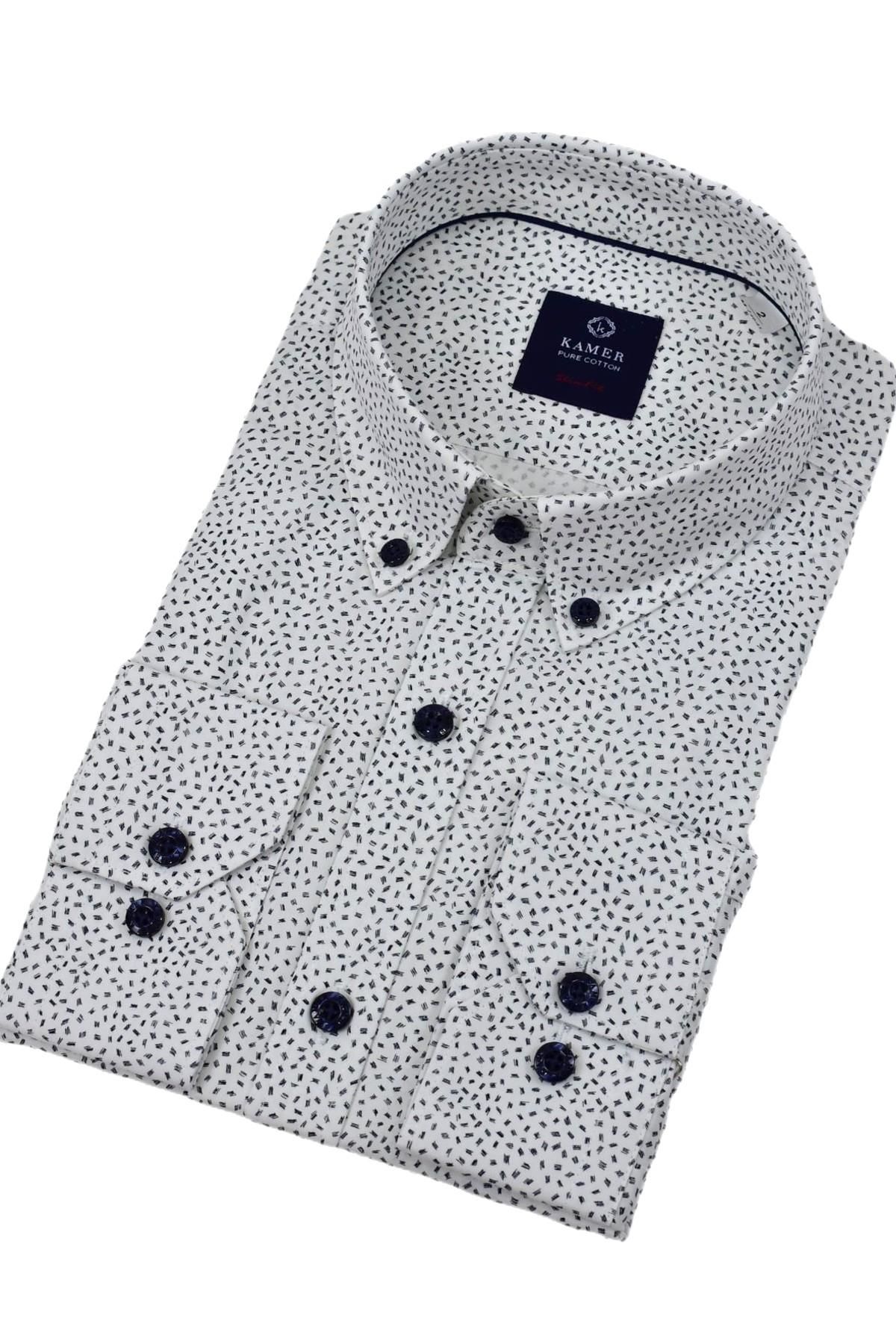 Erkek Puantiyeli Slim Fitt Uzun Kol Gömlek 2420 BGL-ST04382