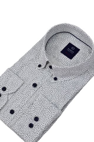 Erkek Puantiyeli Slim Fitt Uzun Kol Gömlek 2420 BGL-ST04382