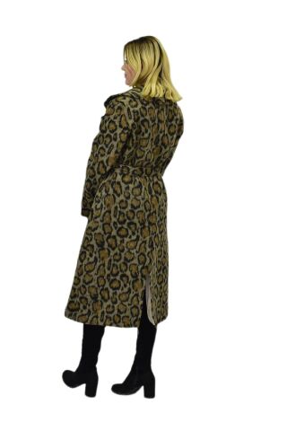 Kadın Leopar Desenli Uzun Kaşe Kaban BGL-ST04064