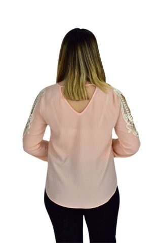 Kadın Kol Güpürlü Bluz Ry-17570