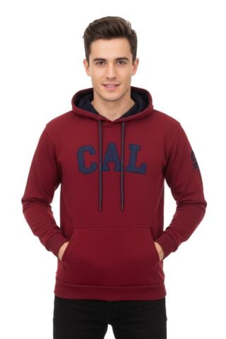 Erkek Bordo Kapüşonlu Sweatshirt Cal BGL-ST02286