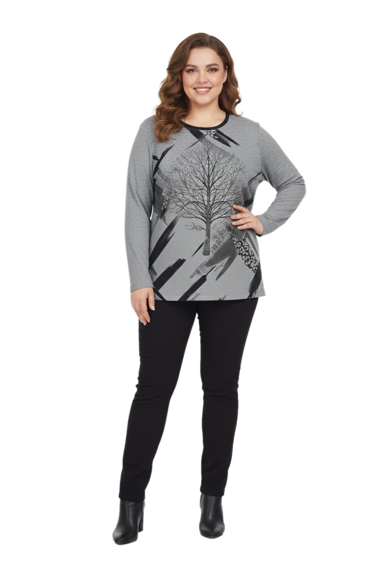 Kadın Yumoş Taşlı Baskılı Bluz BGL-ST05167