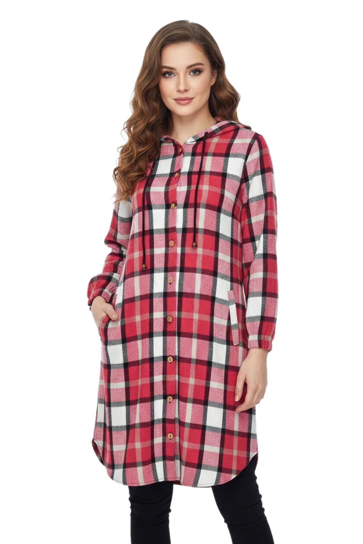 Kadın Oduncu Kapüşonlu Gömlek Tunik BGL-ST02455