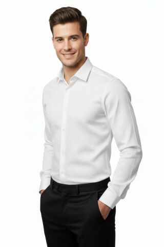 Erkek Silim Fit Armürlü Uzun Kol Gömlek BGL-ST04868