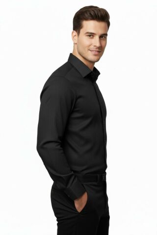 Erkek Silim Fit Armürlü Uzun Kol Gömlek BGL-ST04868