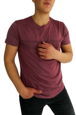 NAYKI ERKEK SIFIR YAKA PANO BASKILI PETEK SÜPREM T-SHİRT 2123 BGL-ST01