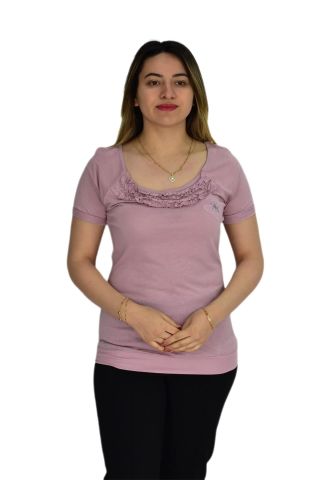 Kadın Kelebek Nakışlı Tişört BRG32895