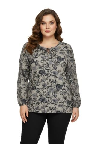 Kadın Yumoş Yaka Bağcıklı Modelli Bluz BGL-ST05138