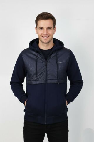 Erkek Kapitone Modelli 3 İplik Kapüşonlu Sweatshirt BGL-ST04865