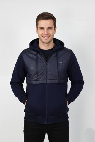 Erkek Kapitone Modelli 3 İplik Kapüşonlu Sweatshirt BGL-ST04865