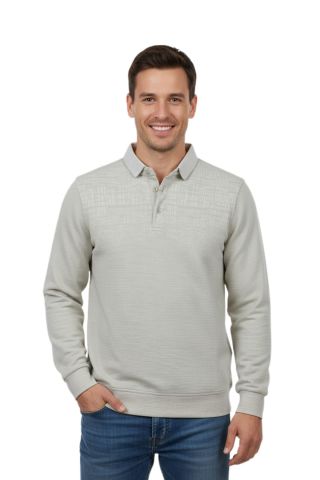 Erkek Gömlek Yaka Jakarlı Regular Fit Sweatshirt BGL-ST04958