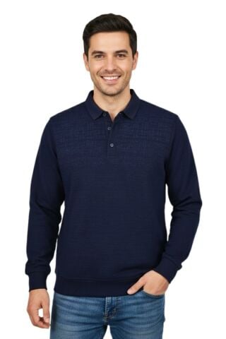 Erkek Gömlek Yaka Jakarlı Regular Fit Sweatshirt BGL-ST04958