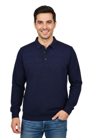 Erkek Gömlek Yaka Jakarlı Regular Fit Sweatshirt BGL-ST04958