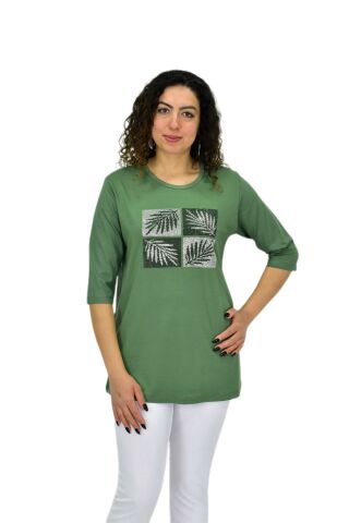 Kadın Kısa Kol Taşlı Bluz BGL-ST04710