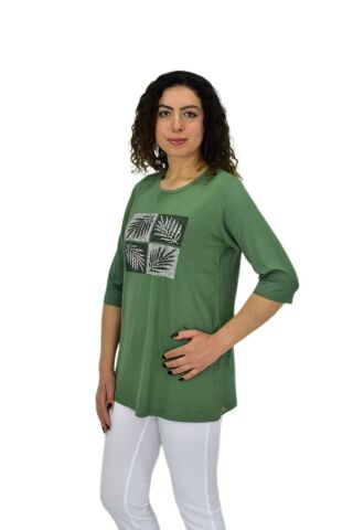 Kadın Kısa Kol Taşlı Bluz BGL-ST04710