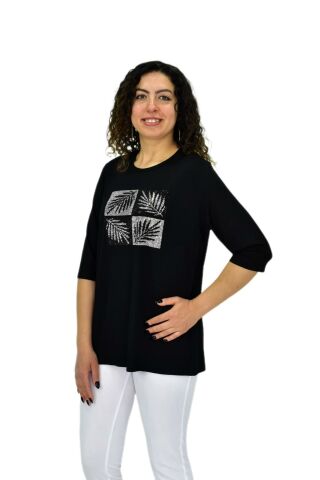 Kadın Kısa Kol Taşlı Bluz BGL-ST04710