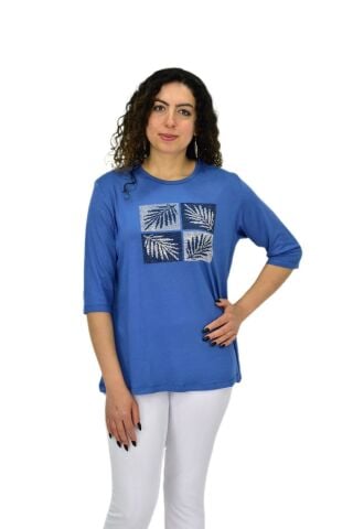 Kadın Kısa Kol Taşlı Bluz BGL-ST04710