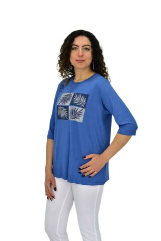 Kadın Kısa Kol Taşlı Bluz BGL-ST04710