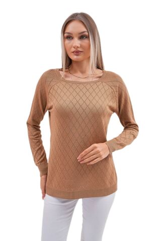 Kadın Baklava Dilimi Desenli Kazak 12781 BGL-ST04110