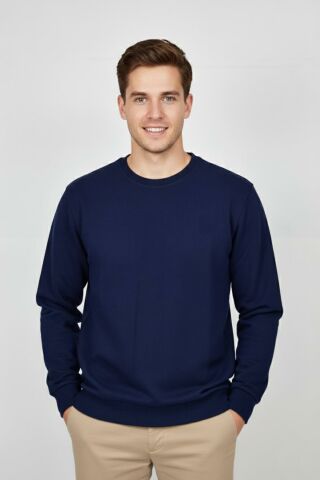 Erkek Sıfır Yaka Selanik Sweatshirt Regular Kalıp BGL-ST04870