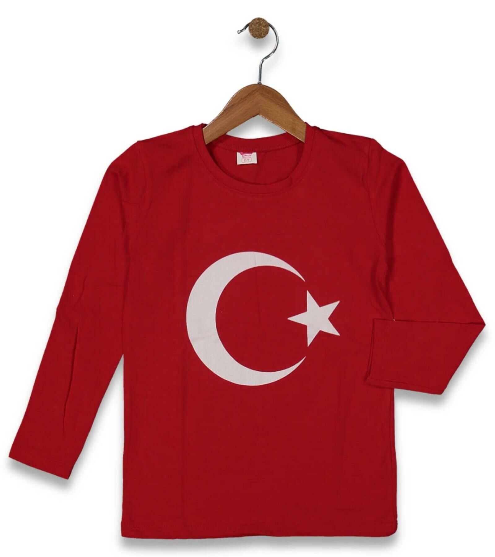 Çocuk Bayrak Baskılı Uzun Kol Tişört BGL-ST04462