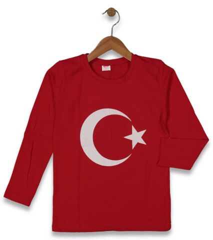 Çocuk Bayrak Baskılı Uzun Kol Tişört BGL-ST04462