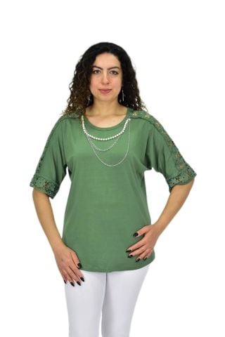 Kadın Kısa Kol Baskılı Bluz BGL-ST04708