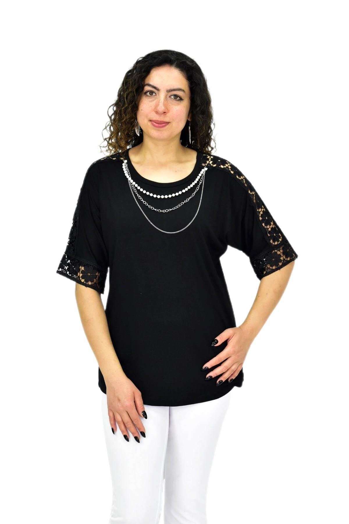 Kadın Kısa Kol Baskılı Bluz BGL-ST04708