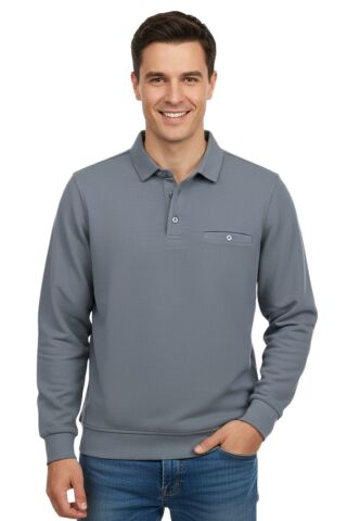 Erkek Gömlek Yaka Petek Doku Cepli Regular Fit Sweatshirt BGL-ST04956