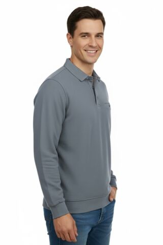 Erkek Gömlek Yaka Petek Doku Cepli Regular Fit Sweatshirt BGL-ST04956