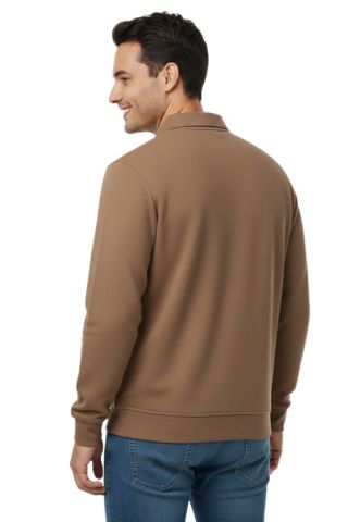 Erkek Gömlek Yaka Petek Doku Cepli Regular Fit Sweatshirt BGL-ST04956