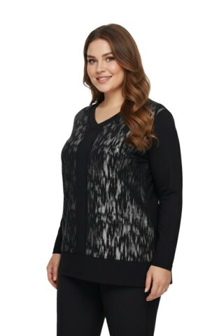 Kadın Siyah V Yaka Taşlı Bluz BGL-ST05148
