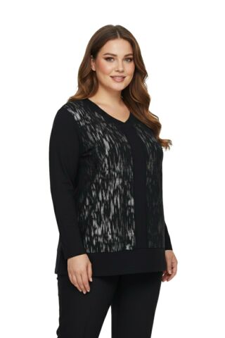 Kadın Siyah V Yaka Taşlı Bluz BGL-ST05148