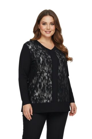 Kadın Siyah V Yaka Taşlı Bluz BGL-ST05148