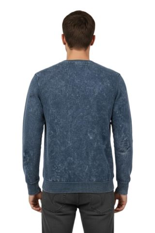 Erkek Spor Sıfır Yaka Taşlama Yıkamalı Regular Fit Kazak BGL-ST04952