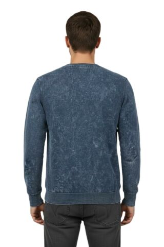 Erkek Spor Sıfır Yaka Taşlama Yıkamalı Regular Fit Kazak BGL-ST04952