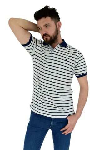 Erkek Çizgili Polo Yaka Tişört Waffle BGL-ST02790