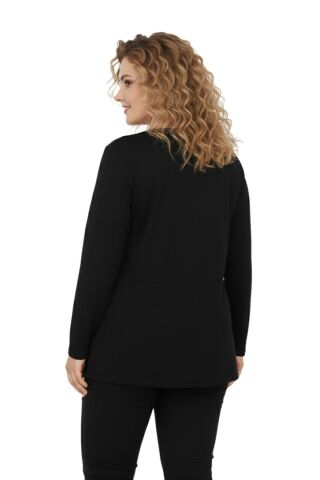 Kadın Siyah V Yaka Taşlı Bluz BGL-ST05149