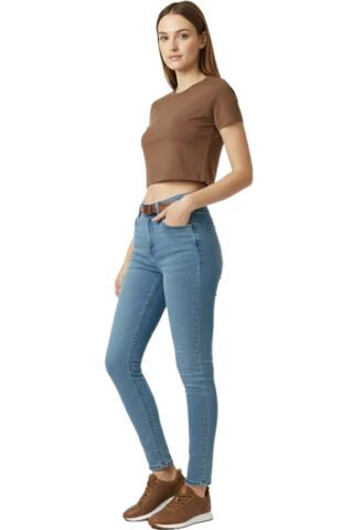 Kadın Yüksek Bel Jeans Dar Paça Pantolon 2248 BGL-ST02900