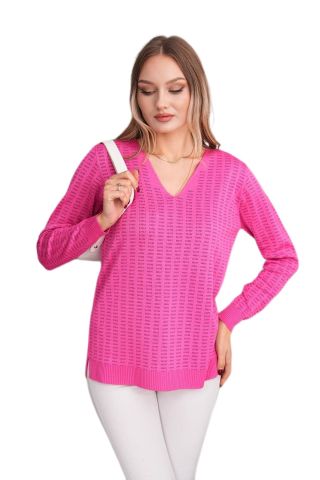 Kadın V Yaka Simli Kazak 12809 BGL-ST04106