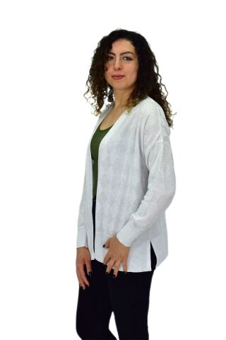 Kadın Triko Simli Mevsimlik Hırka Baklava Desen BGL-ST04669