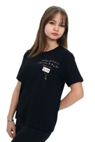 Kız Çocuk Love Zincir Armalı Tişört  BGL-ST04447