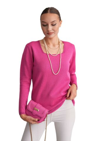 Kadın U Yaka Simli Kazak 12805 BGL-ST04109