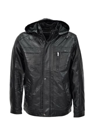 Erkek Suni Deri Kapüşonlu Spor Mont M1212 BGL-ST04017