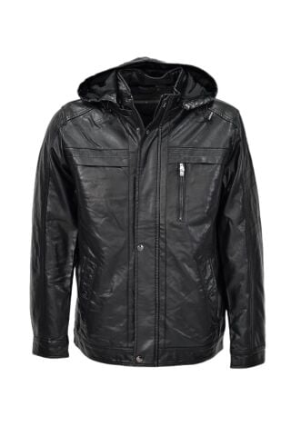 Erkek Suni Deri Kapüşonlu Spor Mont M1212 BGL-ST04017