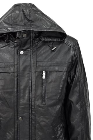 Erkek Suni Deri Kapüşonlu Spor Mont M1212 BGL-ST04017